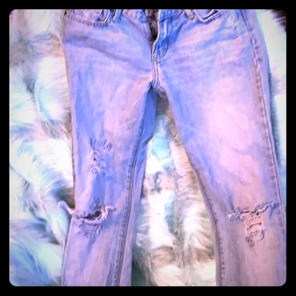 Abercrombie slight flare destroyed jeans